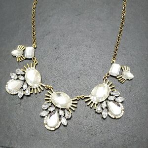 Gold tone rhinestone statement necklace 20-23"